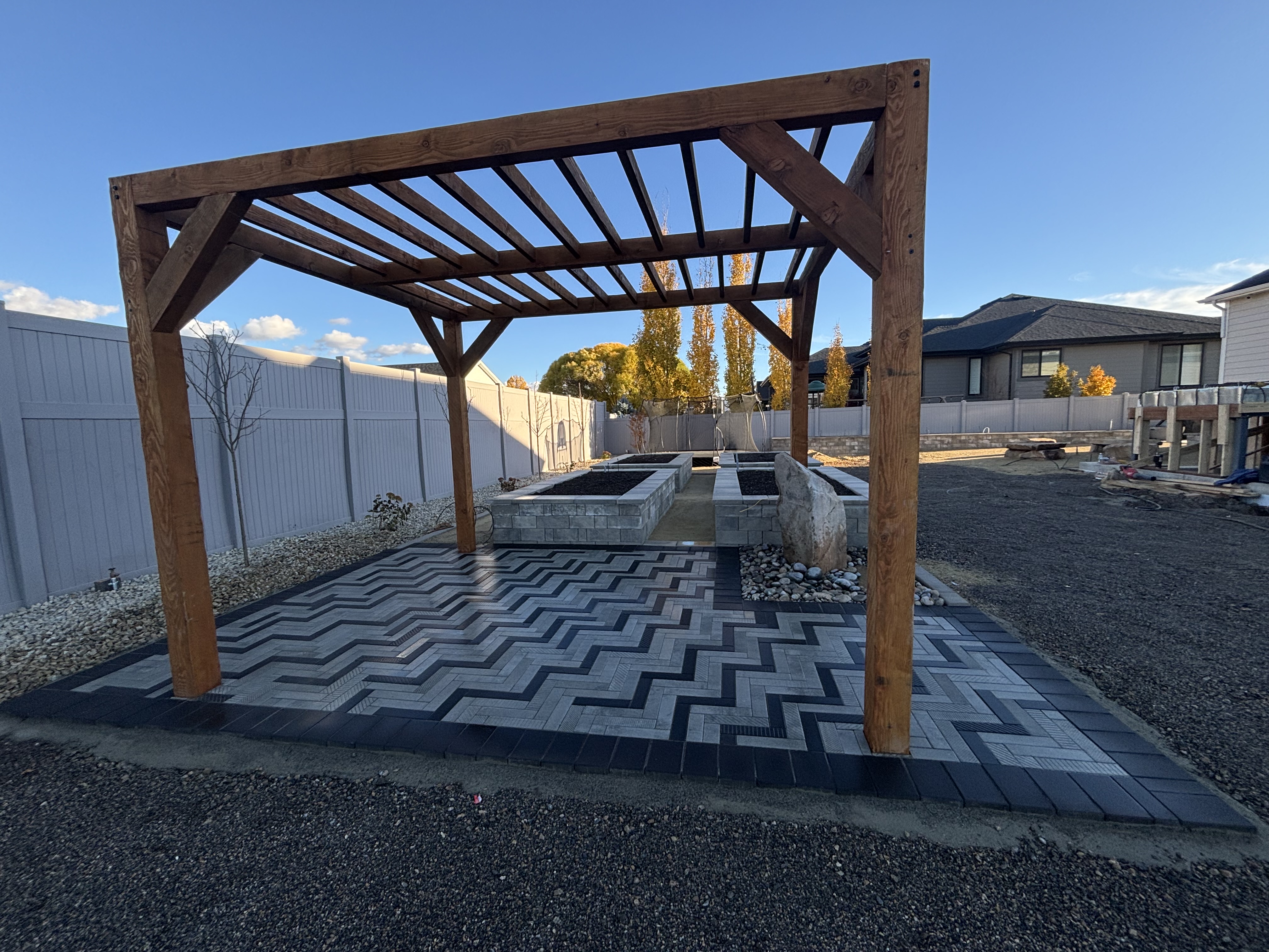 Chevron Paver Patio & Pergola