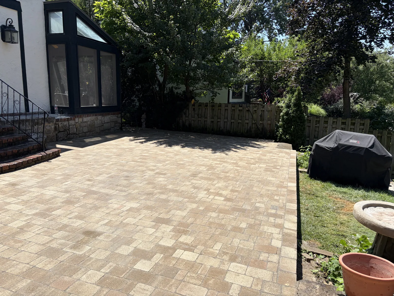 Paver patio off the back of the house